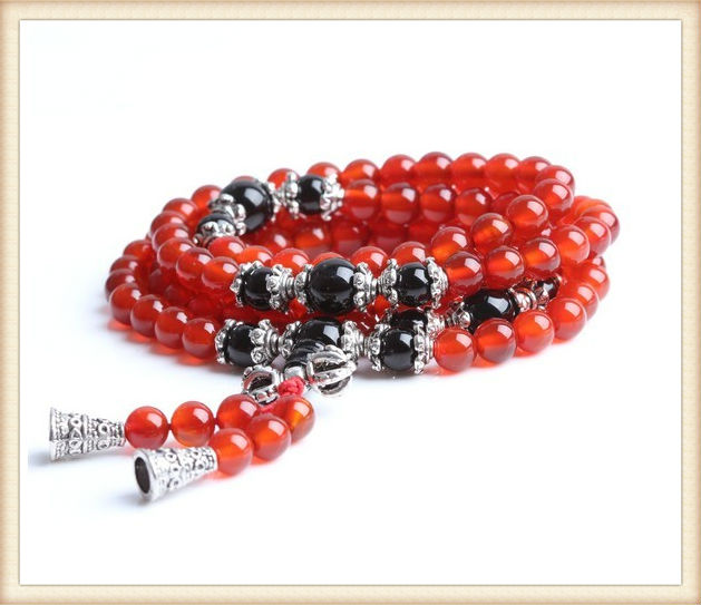 Fashion Prayer Beads Natural red agate 108 fozhu rosary bracelet multi-layer accessories Mala Beads,Rosary Prayer Bracelet.jpg