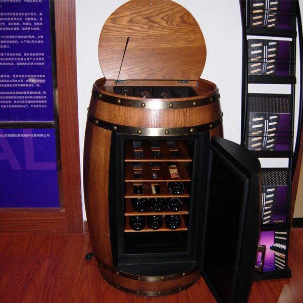 熱い販売の冷蔵ワイン樽クーラー、 ユニークなオーク色のロゴを持つ木製家具oem仕入れ・メーカー・工場