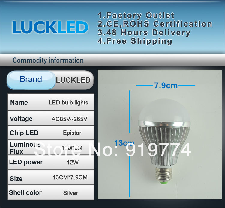 Светодиодная лампа 1pcs/lot High Power 12X1W / 12W led bulb E27 AC85-265V 1000LM Aluminum shell Warm White/Cool White CE&ROHS Светодиодная лампа 1pcs/lot High Power 12X1W / 12W led bulb E27 AC85-265V 1000LM Aluminum shell Warm White/Cool White CE&ROHS