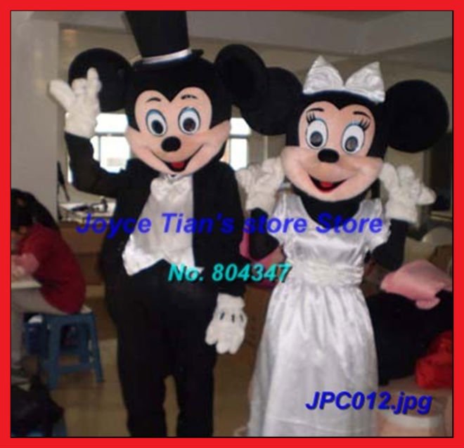 2011 Newest Cute Version White Minnie micky mouse mascot Costume Cartoon 