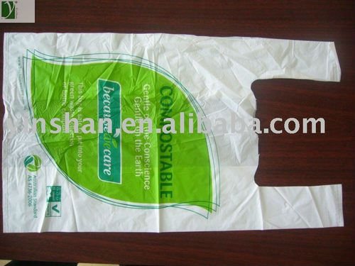 100% Biodegradable bottom seal corn starch t-shirt shopping bag
