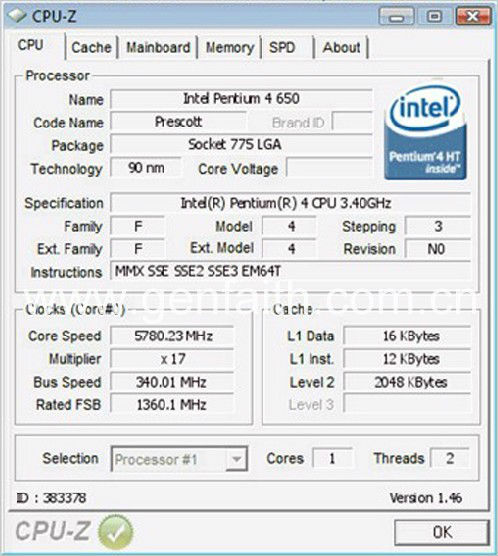 Intel Pentium 4 650 specification