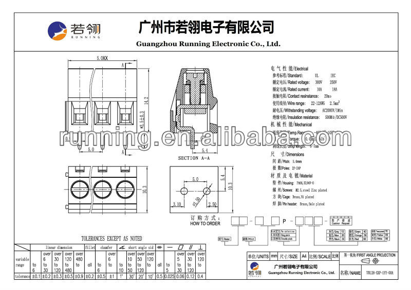 ピッチ7.5ミリメートルオスpcbねじテストターミナルブロックコネクタ仕入れ・メーカー・工場