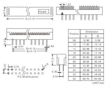 Idcコネクタ、 pcb2.54mm68101214161820242630344044506064ピンll1035cerohs指令仕入れ・メーカー・工場