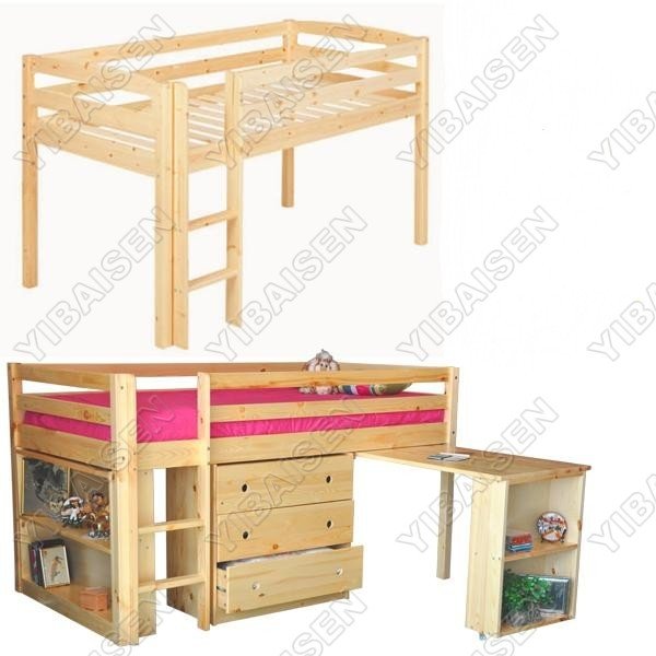 Pine Bunk Bed With Tent Wooden Solid Wood Furniture Home