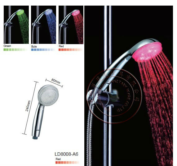 [薄型]温度センサー付きLEDシャワーハンドル☆水温に応じて水の色が変わるシャワーヘッド LD8008-A6問屋・仕入れ・卸・卸売り