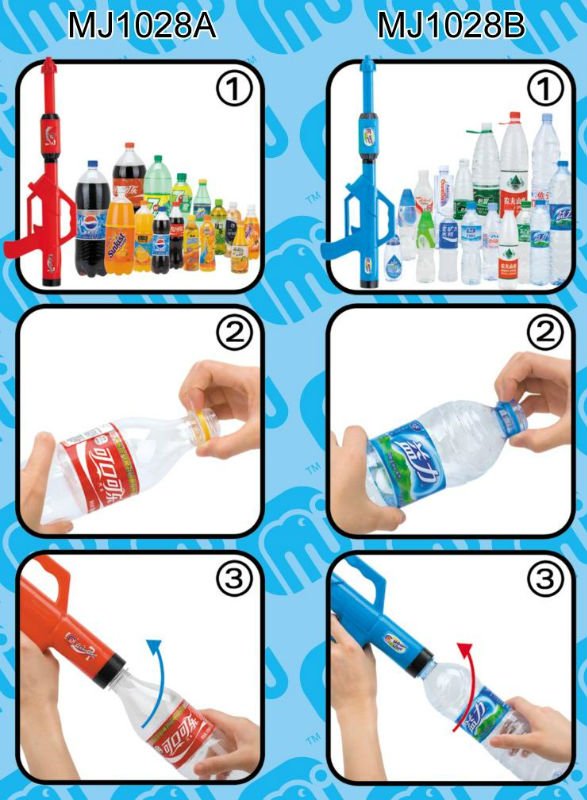 最高の販売付きプラスチック水鉄砲タンク( コーラガン) w/mj1028b-2peボトル問屋・仕入れ・卸・卸売り