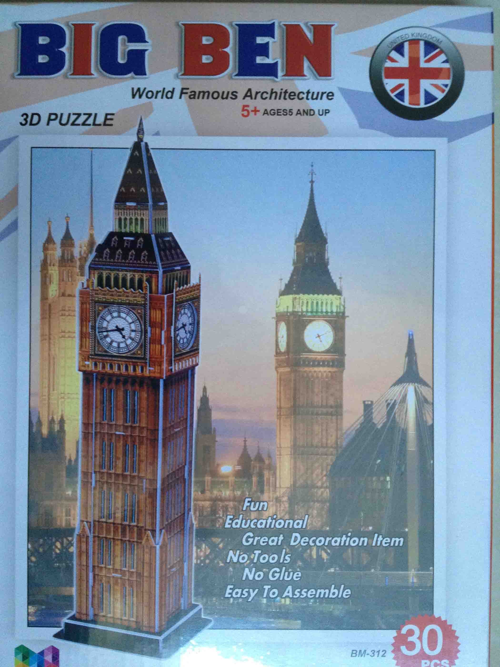 Free Shipping three-dimensional puzzle 3D building models,Big Ben , London , UK