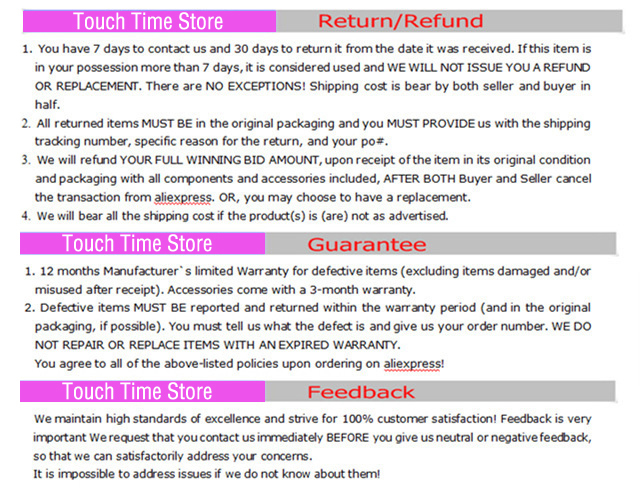 touch time (Return, guarantee and feedback)