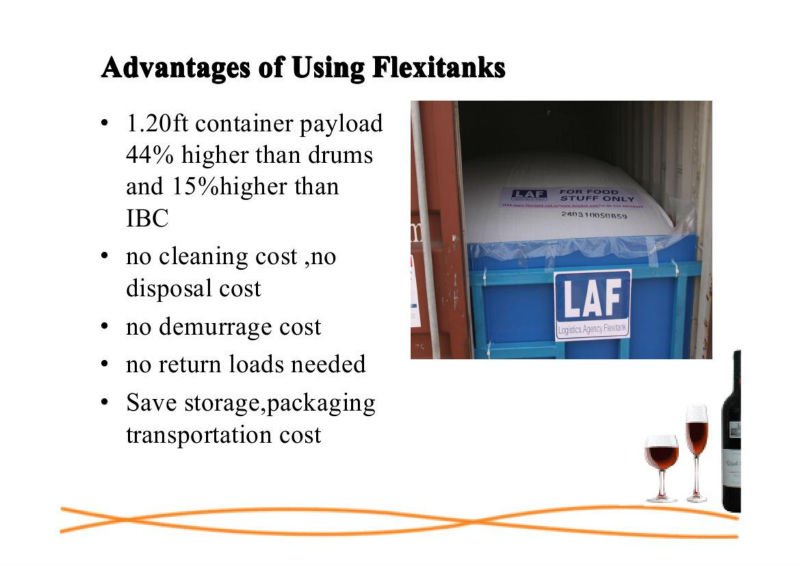 24 cbm food grade flexitank with bulkhead for bulk wine