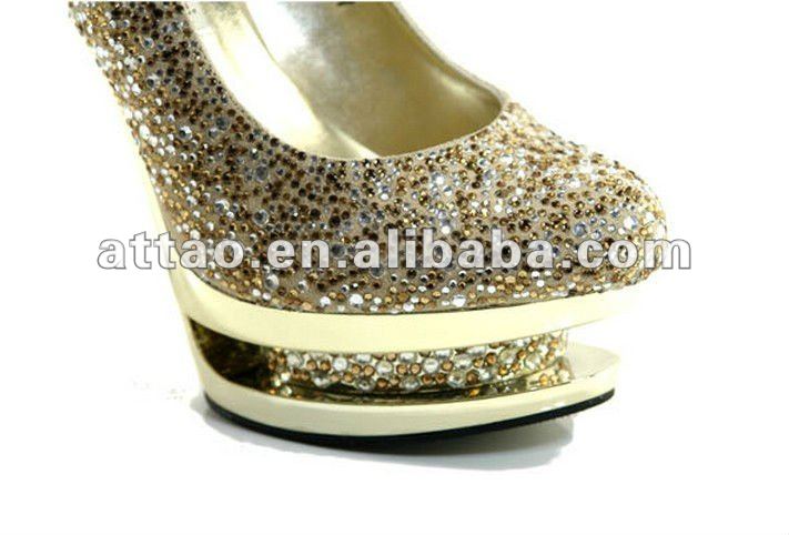hotsale crystal wedding shoes gold crystal rhinestone shoes