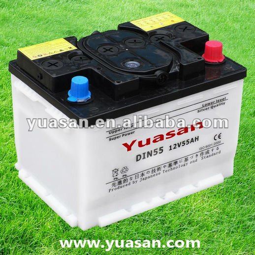 専門的に鉛の酸DIN 12V 55AHを作り出すYuasanは最もよいカー・バッテリーの工場を乾燥する問屋・仕入れ・卸・卸売り