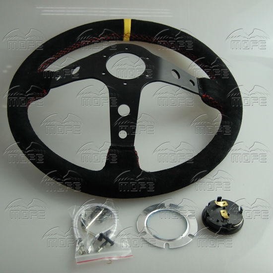 350mm Deep Corn Dish Suede Leather Steering Wheel MS-11 (4)