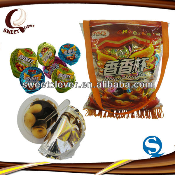 school-bag packing chocolate cup with biscuit
