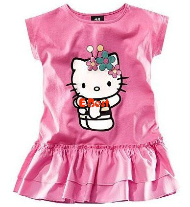 Cute design!6pcs/lot baby girl short sleeve dress fashion cartoon one-pieces girl soft dresses summer cotton clothes cute wears