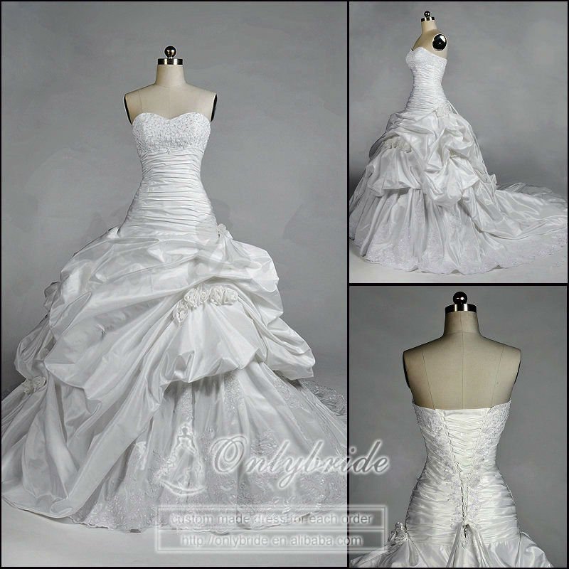  Ball Gown Sweetheart Hand made flowers Real Sample Wedding Dress 2012