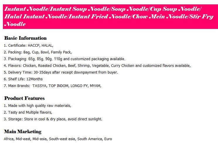 TOP INDOM 65g Instant Soup Noodle-Chicken