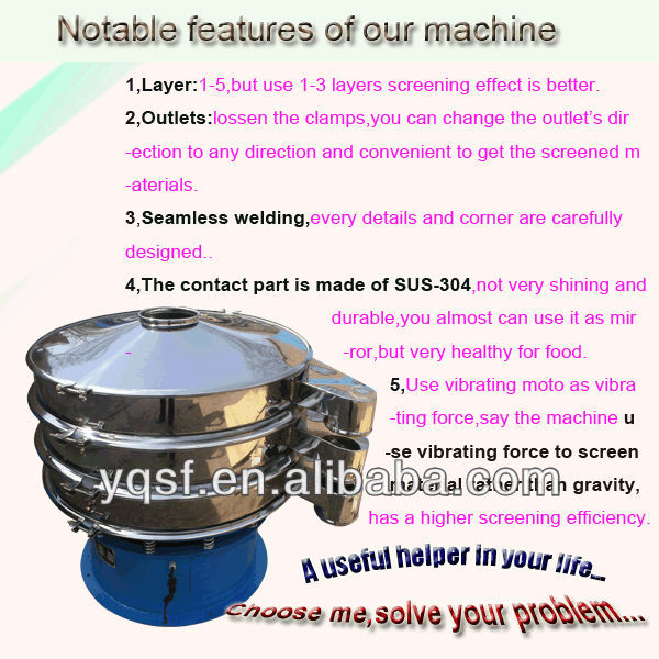 Xinxiang various voltage vibrating screen cocoa powder vibrating sifter with ISO9001:2008 certificat