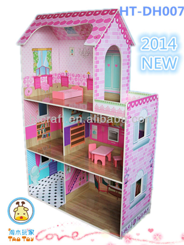 新しいht-dh0072014年diyかわいいミニ子供木のおもちゃドールハウスのスイートホーム問屋・仕入れ・卸・卸売り