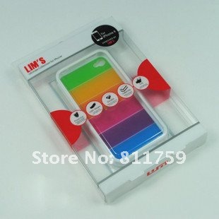 Free shipping 100pcs/lot Silicon Rainbow Shell Cover Case for iphone 4s Soft back case cover for Apple iphone 4 4s/4g