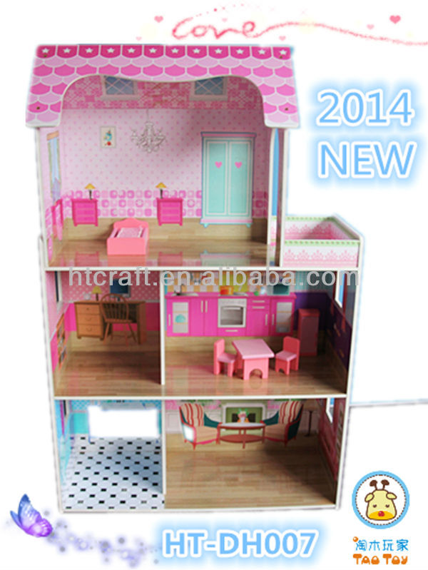 新しいht-dh0072014年diyかわいいミニ子供木のおもちゃドールハウスのスイートホーム問屋・仕入れ・卸・卸売り