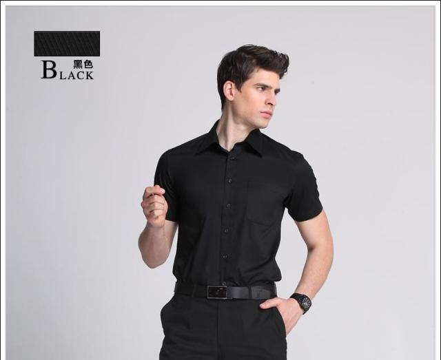 プラスのサイズのメンズ半袖ボタンダウン襟綿ポリエステル黒6xlカラーのドレスシャツ男性用仕入れ・メーカー・工場