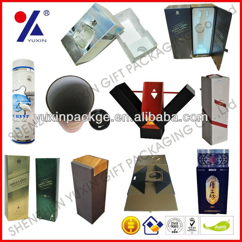 high end cylinder shaped fancy paper wine packaging box champagne packing box with paper lid customized printing