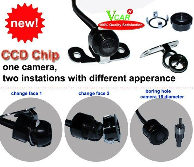 Free shipping!!One Cam Two Faces Reverse Rearview back-up CCD Car Camera
