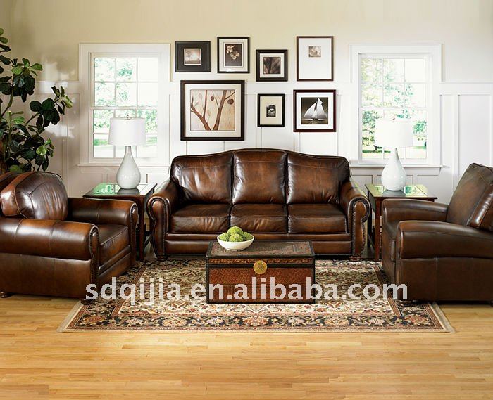 Sofá de cuero de lujo de estilo clásico americano muebles living ...