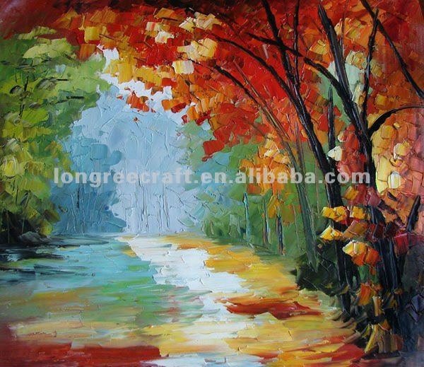 Pintura al óleo de los árboles de otoño-Pintura y Caligrafía ... Pintura al óleo de los árboles de otoño-Pintura y Caligrafía ...