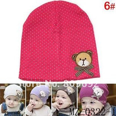 Stylish Dotted Baby Spring Linecap Baby Spring Hat with Lovely Bear Kids Cotton Hat Baby Spring/Autumn Beabie baby Cap MZ-0322 Stylish Dotted Baby Spring Linecap Baby Spring Hat with Lovely Bear Kids Cotton Hat Baby Spring/Autumn Beabie baby Cap MZ-0322