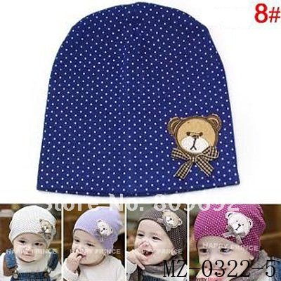 Stylish Dotted Baby Spring Linecap Baby Spring Hat with Lovely Bear Kids Cotton Hat Baby Spring/Autumn Beabie baby Cap MZ-0322 Stylish Dotted Baby Spring Linecap Baby Spring Hat with Lovely Bear Kids Cotton Hat Baby Spring/Autumn Beabie baby Cap MZ-0322