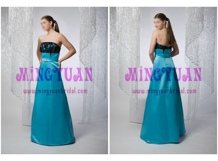 blue satin black lace elegant