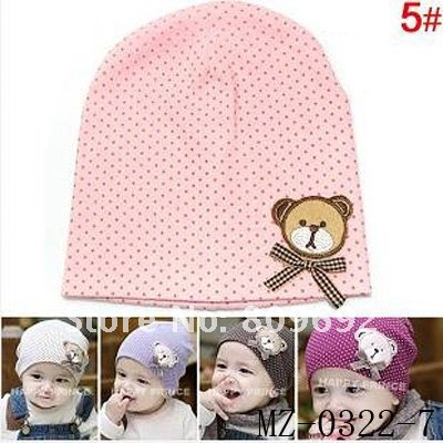 Stylish Dotted Baby Spring Linecap Baby Spring Hat with Lovely Bear Kids Cotton Hat Baby Spring/Autumn Beabie baby Cap MZ-0322 Stylish Dotted Baby Spring Linecap Baby Spring Hat with Lovely Bear Kids Cotton Hat Baby Spring/Autumn Beabie baby Cap MZ-0322