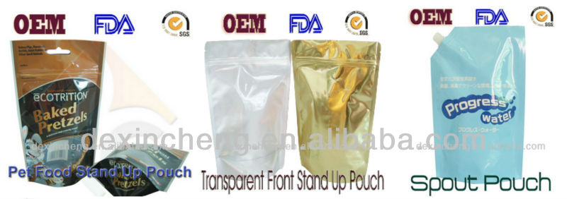 Resealable Stand Up Pouches With Zipper Doypack For Food