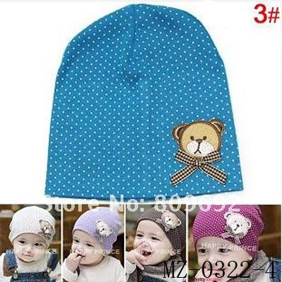 Stylish Dotted Baby Spring Linecap Baby Spring Hat with Lovely Bear Kids Cotton Hat Baby Spring/Autumn Beabie baby Cap MZ-0322 Stylish Dotted Baby Spring Linecap Baby Spring Hat with Lovely Bear Kids Cotton Hat Baby Spring/Autumn Beabie baby Cap MZ-0322