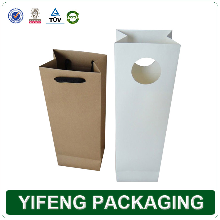 custom high quality carrier bottle red wine paper bag wholesale