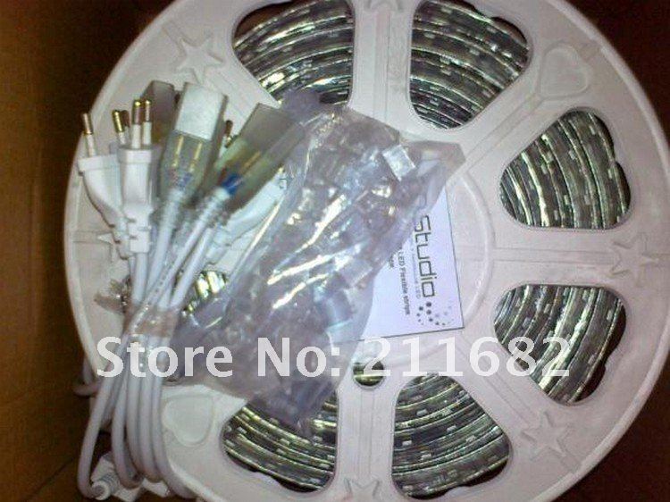 Free shipping high voltage 220v 3528 pure White led strip Waterproof flexible SMD led strip 60leds/M 300leds/5M