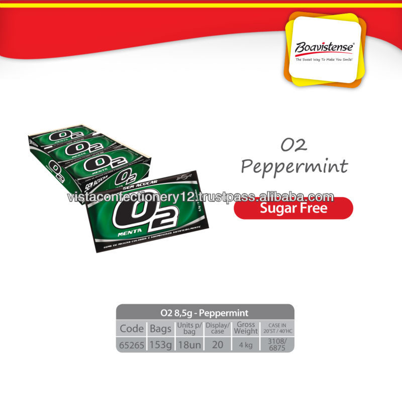 65265 - O2 Sugar Free Chewing Gum - Peppermint