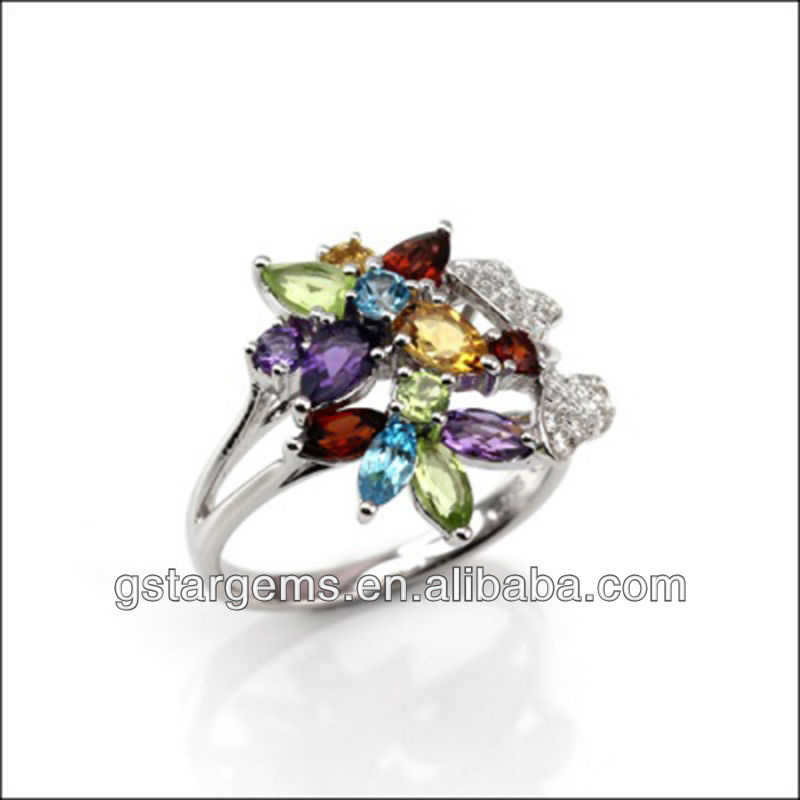 ... Silver Natural Colour Stone Ring Semi Precious Stone Jewelry Hong Kong