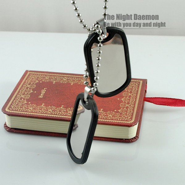 Fashion Stainless Steel Dog Tag Necklaces Pendant Blank, Military Dog Tag with Silencer, Retail&Wholesale Free shipping