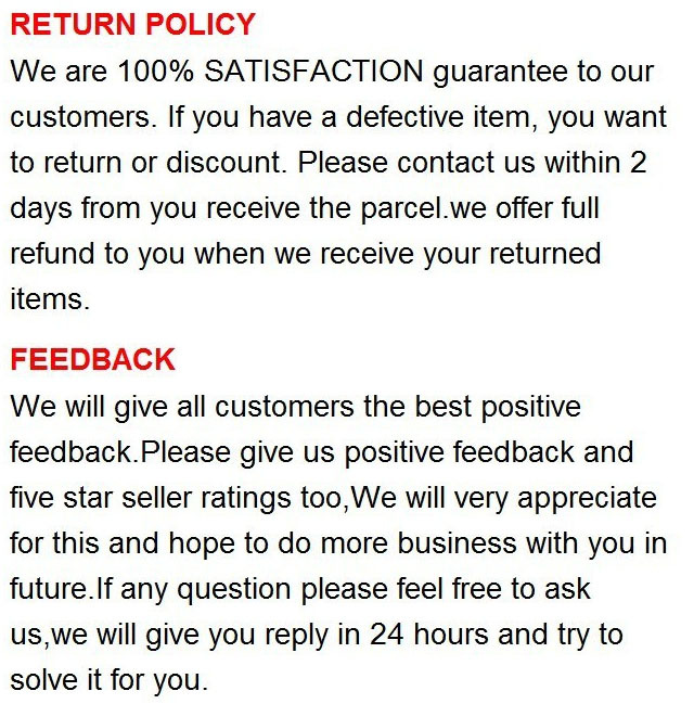 return policy and feedback