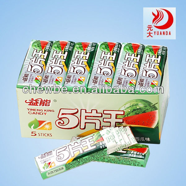 5 sticks watermelon candy gum,China Yineng price supplier 21food