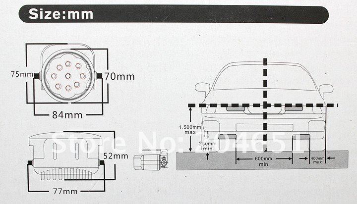 Wholesale High quality 18 LED Daytime Running Light with on/off switch E4 Aluminum housing DRL LED car fog lights(01010176)