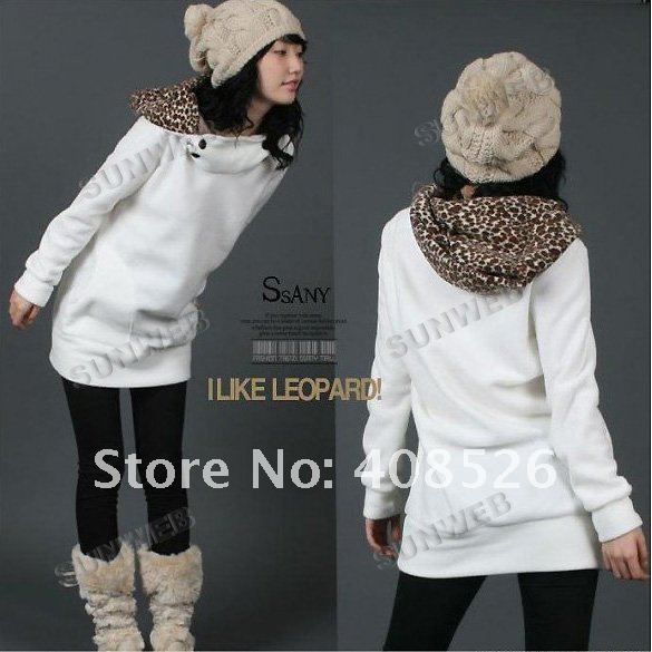 2012 Fashion New Autumn Cotton Parka Women Leopard Hoodie Coat coat Sweatshirt Top Outerwear 3283