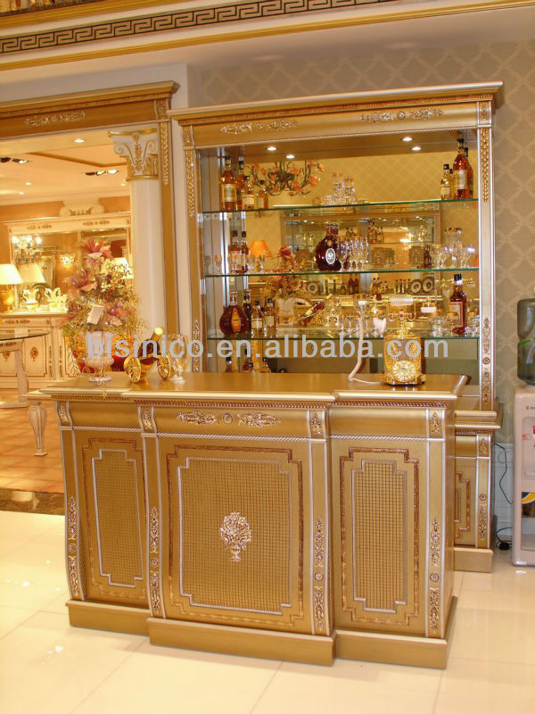 Clásica de madera de color oro muebles de bar set, tallado a mano ...