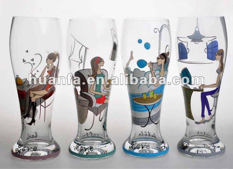 customized glass Painting painting cups 16oz Nice  Glass tumbler drinking Pilsner glass Hand cups