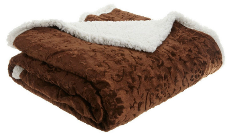 Micro-Mink Sherpa Throw Dark Chocolate Bedding Throws Blankets Couch New