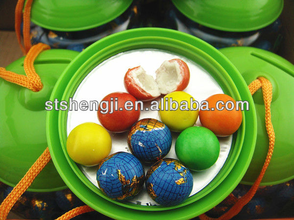 Globe bubble gum in apple shape jar