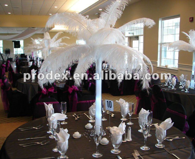 センターピースの結婚式の白いダチョウの羽の装飾問屋・仕入れ・卸・卸売り